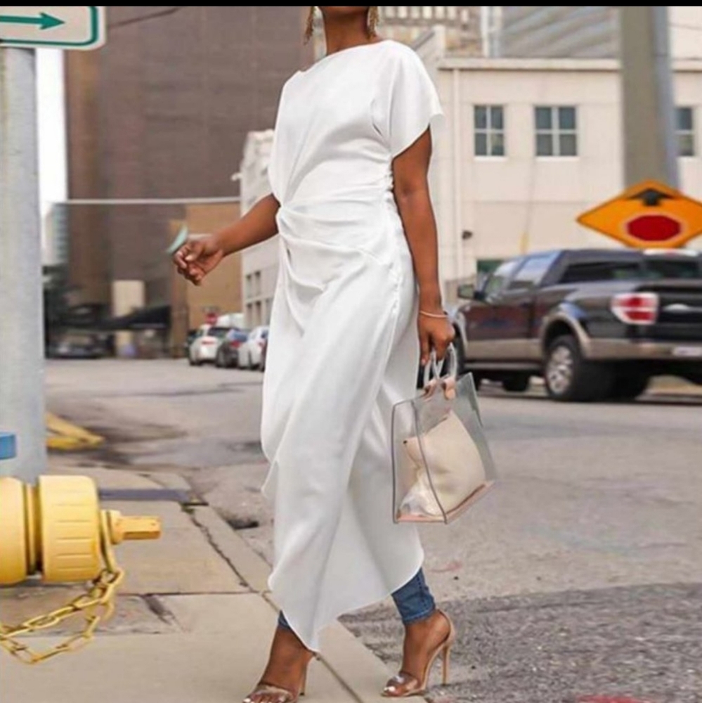 White Asymmetrical Blouse
